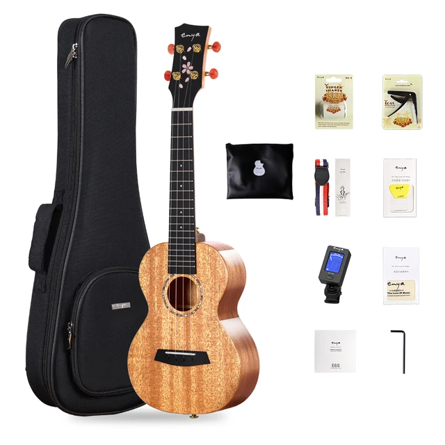 Enya Ukulele Concert Tenor 23 26 All Solid Mahogany Headstock Ukelele With Beautiful Cherry Blossom Inlay Including Cotton Bag Ukulele Aliexpress