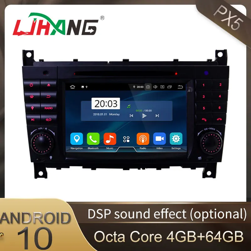 LJHANG 2 Din Car DVD Multimedia Player Android 10 For Mercedes Benz W203 CLK200 CLK22 C180 C200 GPS Navi WIFI Radio stereo | Автомобили и