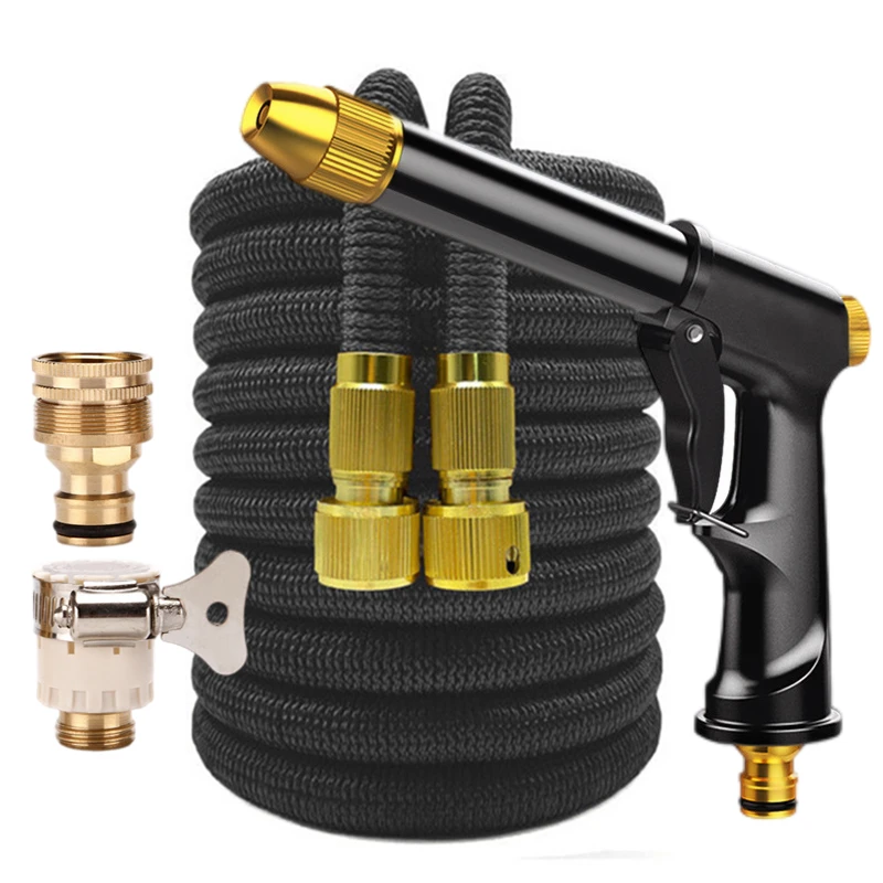 High Pressure Garden Hose Set With Expandable Water Injector Magic