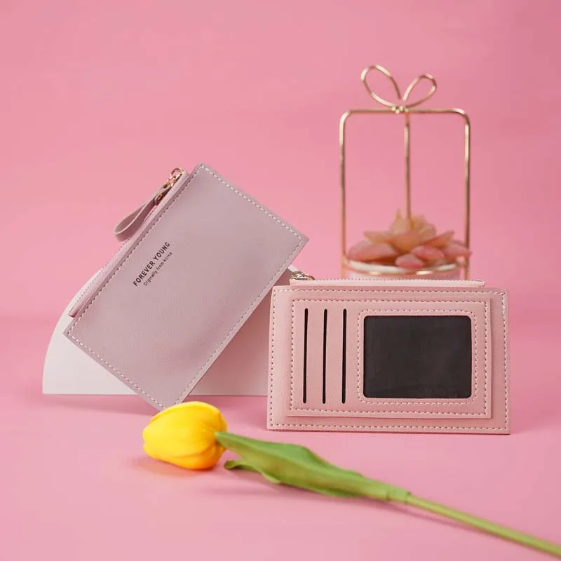 Mini ladies PU leather ID card holder bank credit card holder multi-slot ultra-thin coin purse for men and women
