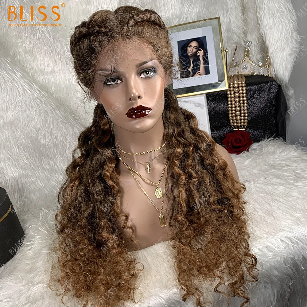 Синтетические волосы Bliss с плетением на сетке спереди вязаные косы кудрявые