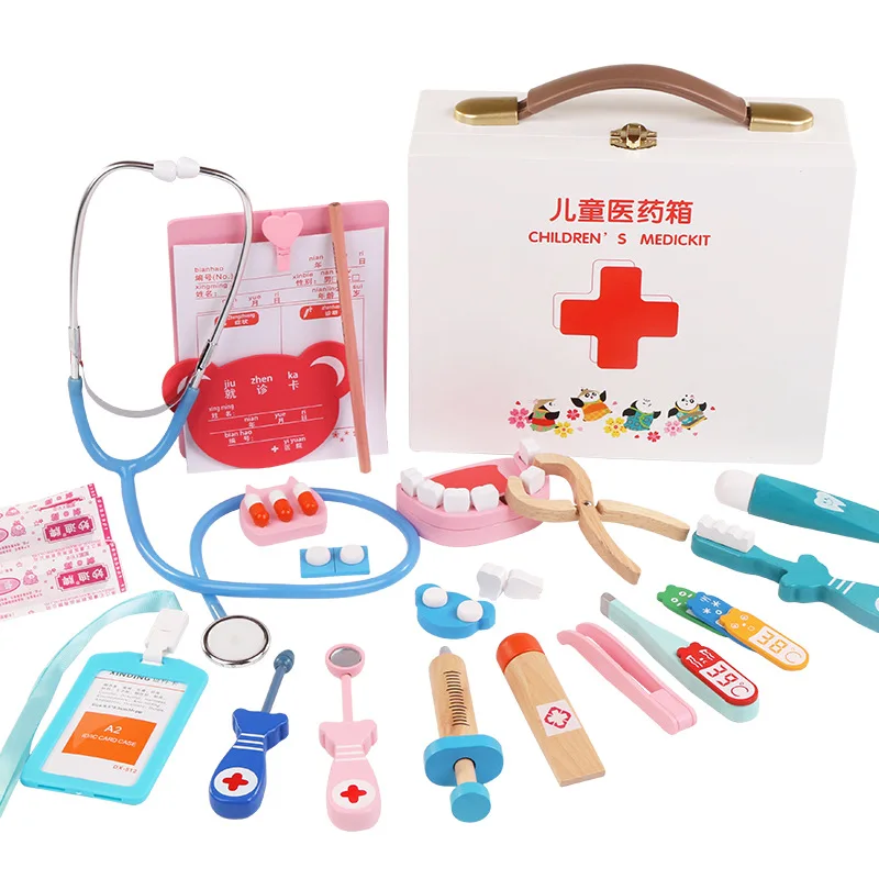

Play House Medical Tool Series Doctor Nurse Injection Model Medical Care Medicine Box Wooden Box CHILDREN'S Toy