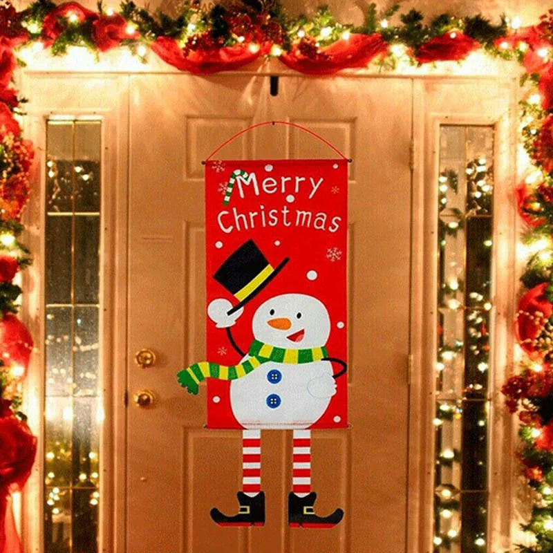 Счастливого Рождества баннер Санта Клаус флаг орнамент двери окна Висячие Xmas Декор XR657
