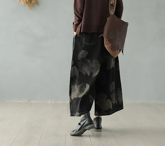 Женские весенние хлопковые широкие брюки женские джинсовые с эластичной