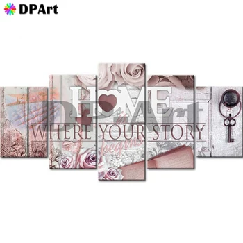 

5PCS Diamond Painting 5D Full Square/Round Drill Letter Home Key Daimond Mosaic Embroidery Painting Cross Stitch Crystal M1601