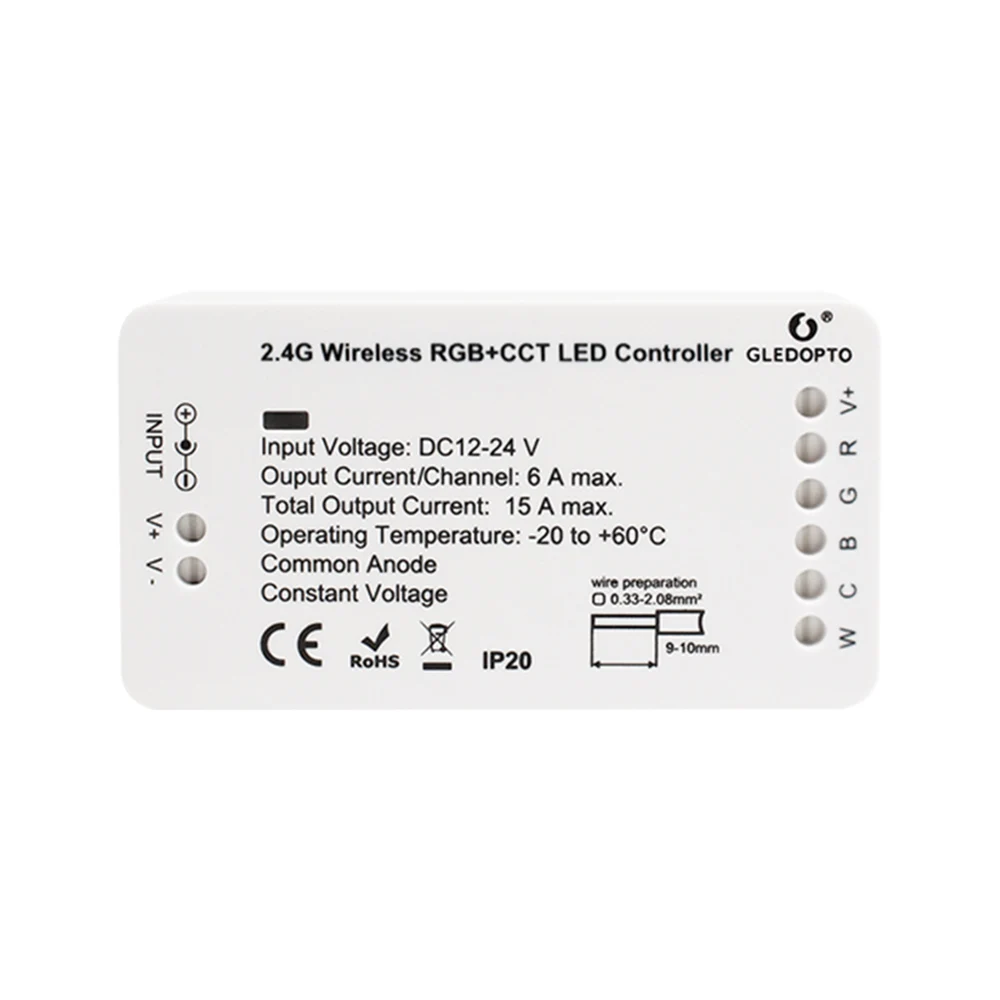 GLEDOPTO ZIGBEE RGBWW умный контроллер светодиодной ленты DC 12 В 24 В RGBCCT светодиодный контроллер работает с Echo Plus Smartthings Zigbee 3,0 Hub