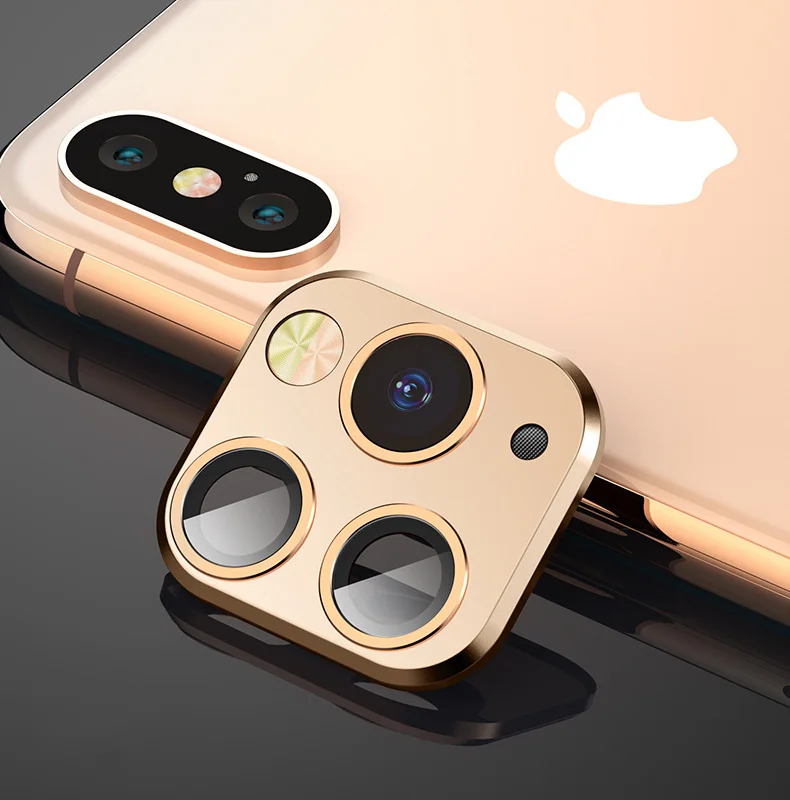 Gold Новинка, наклейка для задней основной камеры для iPhone X XS Max, Задняя накладка, защита для камеры, сменный вид, как для iPhone 11 Pro - Цвет: Gold