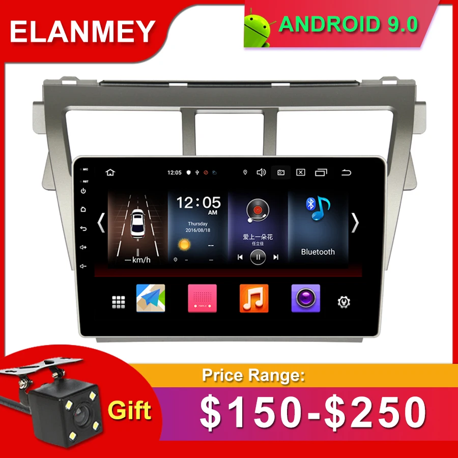 

Gift Camera Car Radio for TOYOTA Vios YARIS 08-13 Android 9.0 GPS Navigation Bluetooth Touch screen Car Audio Stereo Multimedia