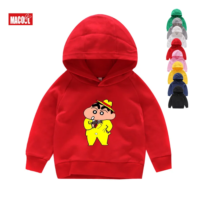Милые детские толстовки с принтом «Crayon Shin Chan»; забавные зимние толстовки с длинными рукавами и вышивкой для мальчиков