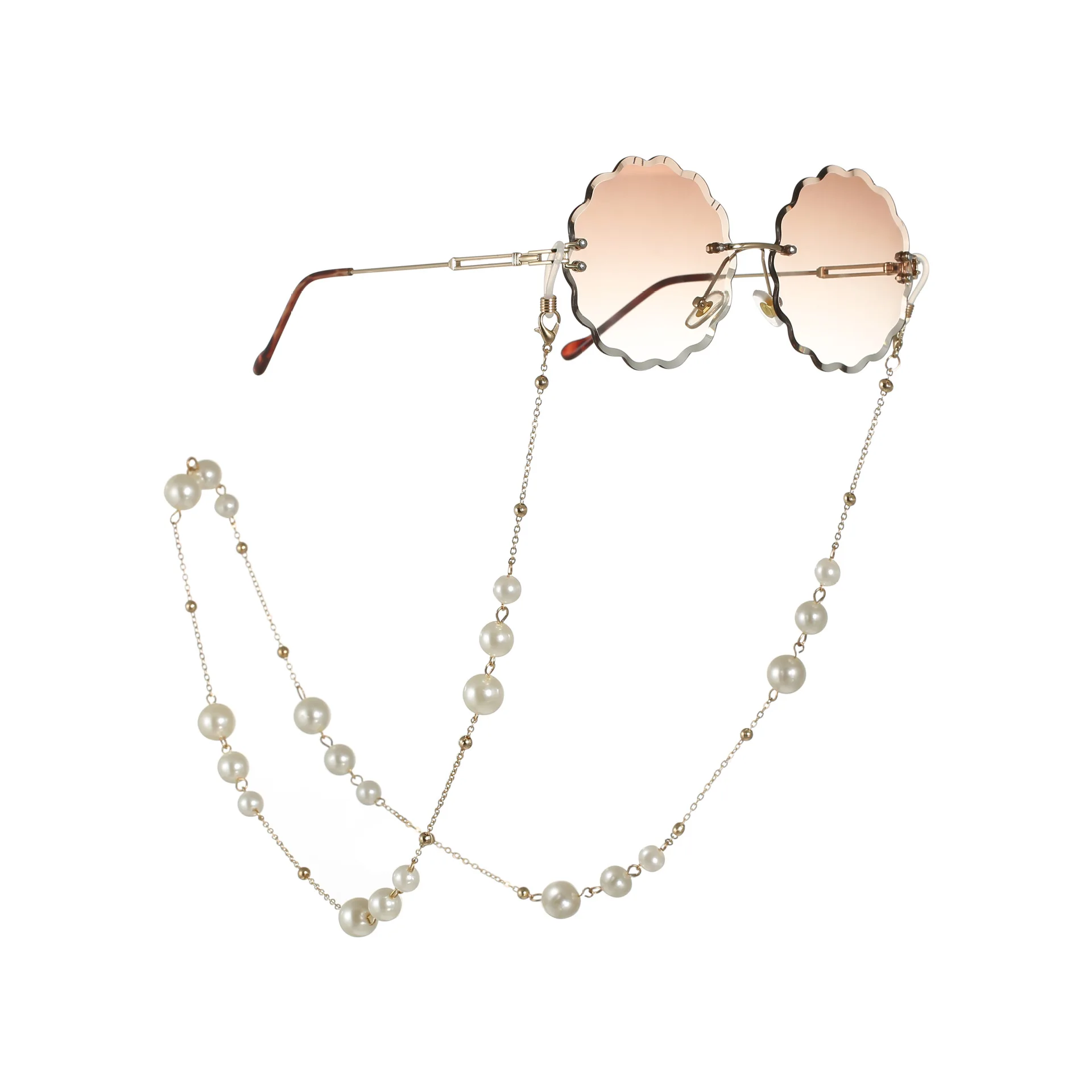 Шикарные Женские Золотые Серебряные очки для очков солнечные очки с цепочкой для чтения бисером Длинная цепочка для очков держатель шнура шейный ремень веревка - Окраска металла: Style 5