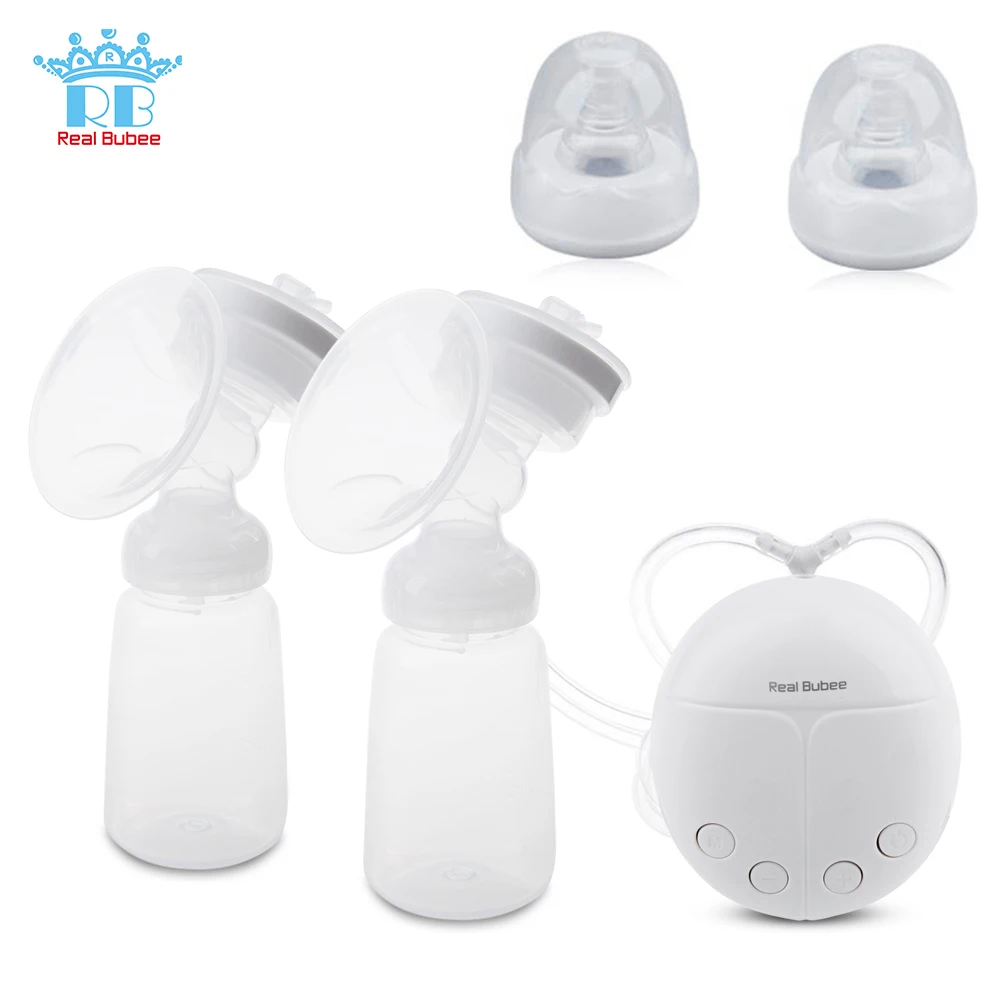 

RealBubee Double-Breast Pump Portable Massager 150ml Baby Bottles Teats PP Material Double-Breast Pump 18 Levels Breast Pump