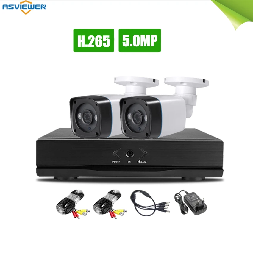 Домашняя система видеонаблюдения 4CH DVR комплект HD 5MP CCTV система 2шт 5MP наружная Камера видеонаблюдения комплект домашней безопасности