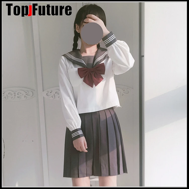 Orthodox college style Japanese student uniform JK Uniform suit GREY suit orthodox sailor pleated skirt class