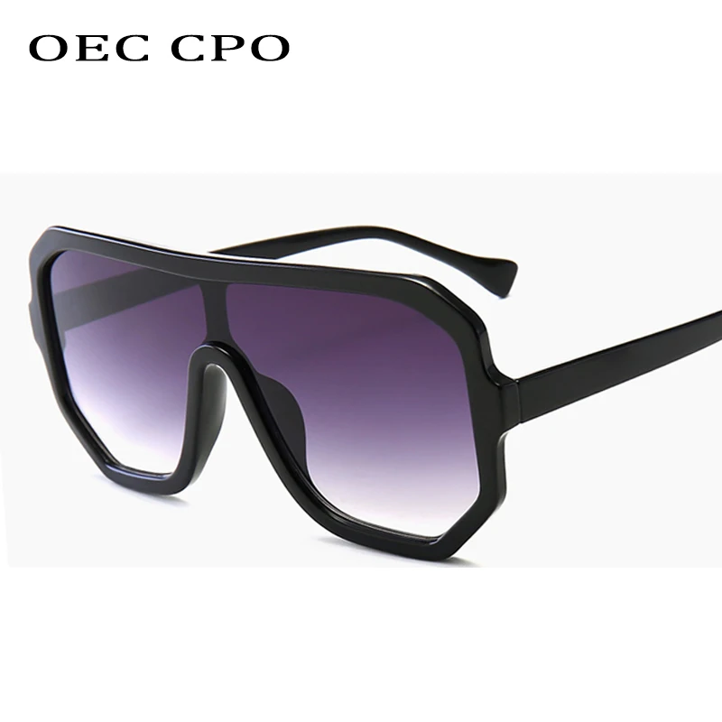OEC CPO Classic Oversized Square Sunglasses Women Luxury Brand Fashion Flat Top Lens One Piece Men Shade Mirror UV400 Gafas O320