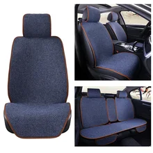 5 Seats Linen Car Seat Cover Protector Flax Front Rear Seat Back Cushion Pad Mat with Backrest for Auto Interior Truck Suv Van