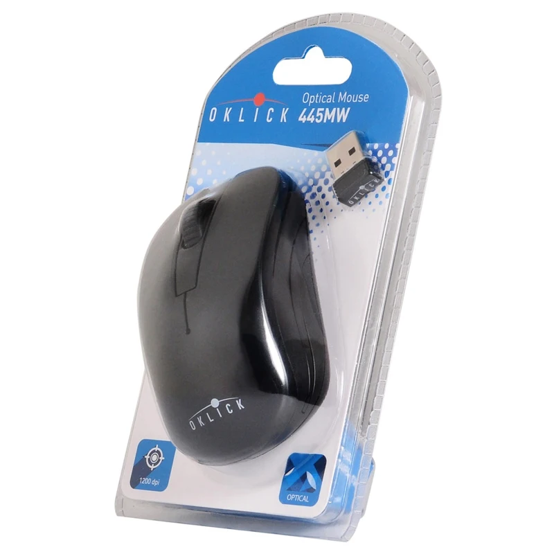 Мышь Oklick 445MW черный оптическая(1200dpi) беспроводная USB(2but
