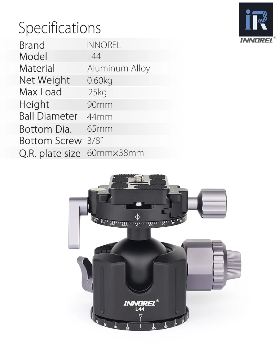 Штативная головка INNOREL L54/L44 для сверхмощных цифровых зеркальных камер с панорамной панорамой из алюминиевого сплава с низкой гравитацией