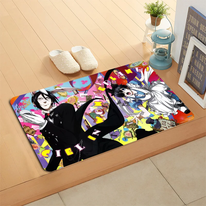 Anime Black Butler Doormat Floor/Bath/Kitchen/Beach Mat Flannel Sponge Fabric 3D Printed Shaggy Christmas Decoration For Bedroom | Дом и сад