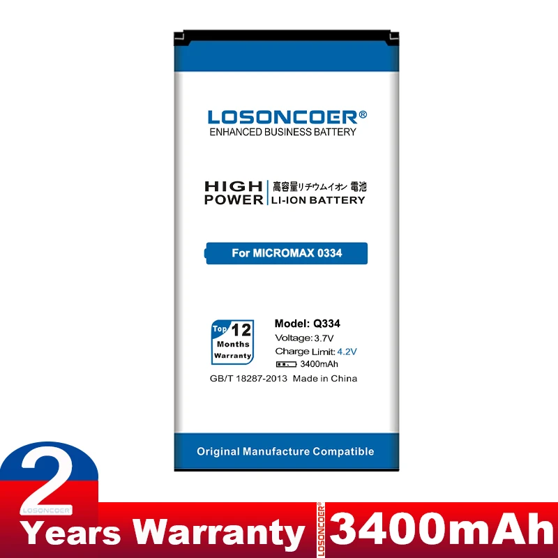 LOSONCOER 3400mAh Q334 хорошее качество батарея для телефона Micromax BQ Strike BQS 5020 strike 5065