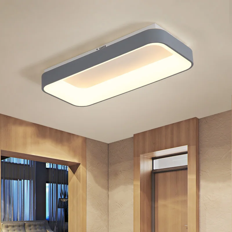 

Rectangle Modern led Ceiling Lights For Living room Bedroom study room Grey finished home deco ceiling lamp Lighting Fixtures