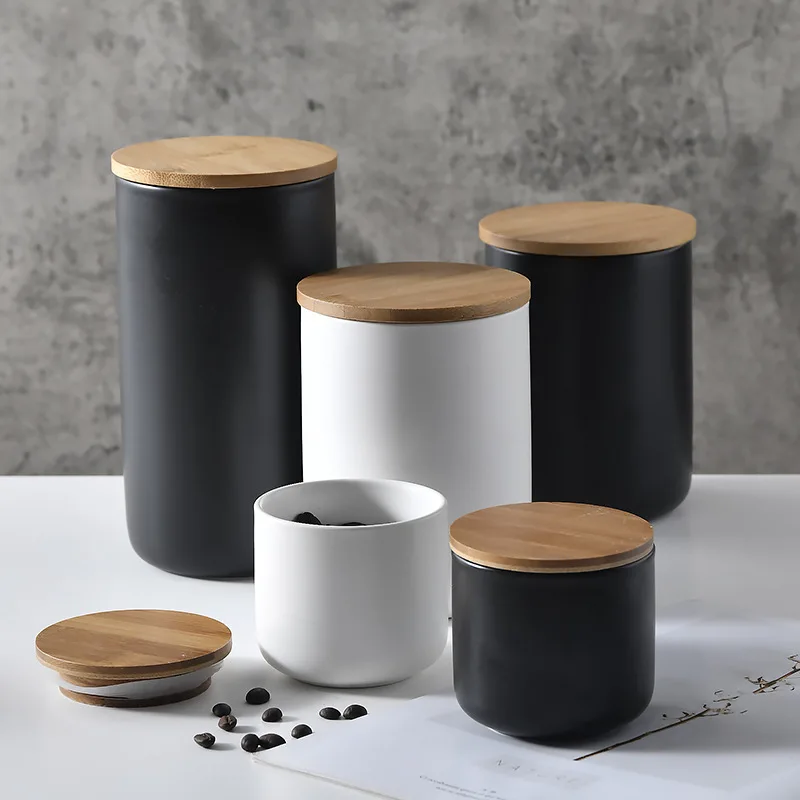 Newly Ceramic Utensil Storage Canisters Crock Coffee Container with Lid for Food Dry Goods Kitchen CLA88 | Дом и сад