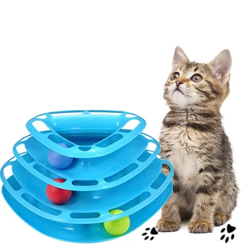 

Funny Pet Toys Cat Crazy Ball Disk Interactive Amusement Plate Play Disc Trilaminar Turntable Cat Toy
