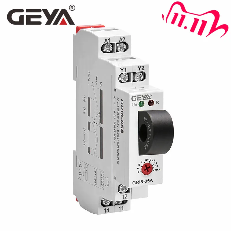 Новый GEYA GRI8 05 переменного или постоянного тока реле контроля проходной 2A 20A AC24V 240V