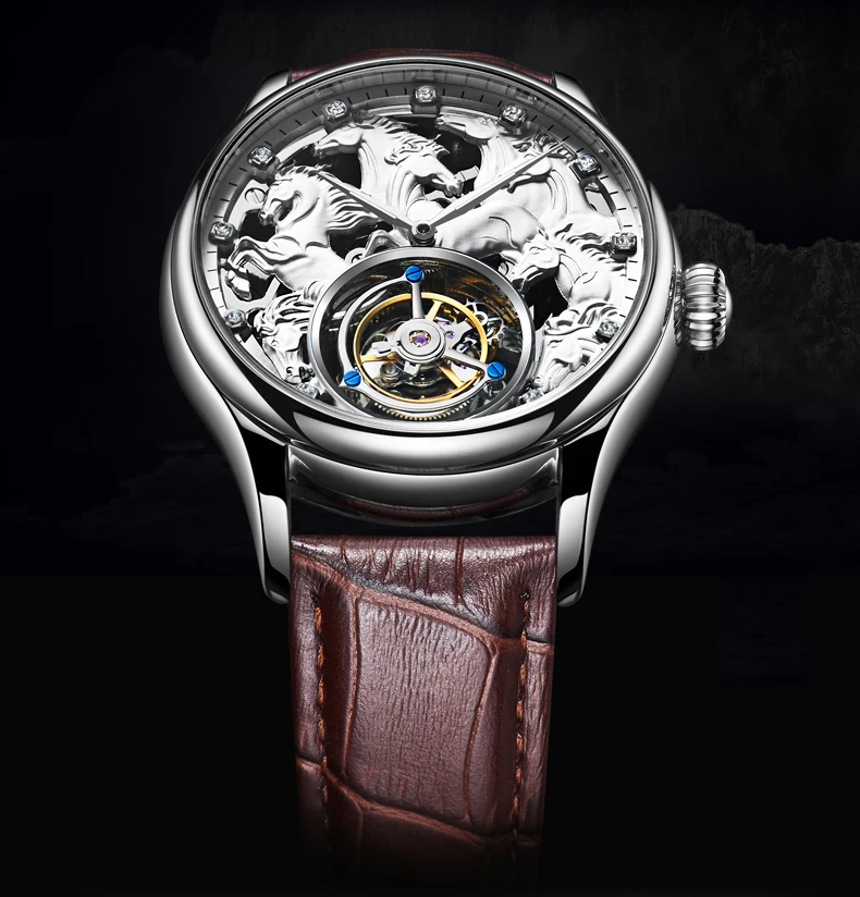 DOM Tourbillon часы для мужчин лучший бренд класса люкс для мужчин водонепроницаемый кожаный Скелет сапфир механические Tourbillon relogio masculino