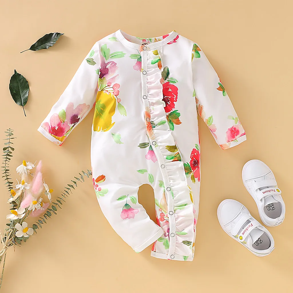 Pasgeboren Peuter baby jongen meisje kleding schattige комбинезон с водяным принтом lange mouw gewikkeld voet комбинезон A2