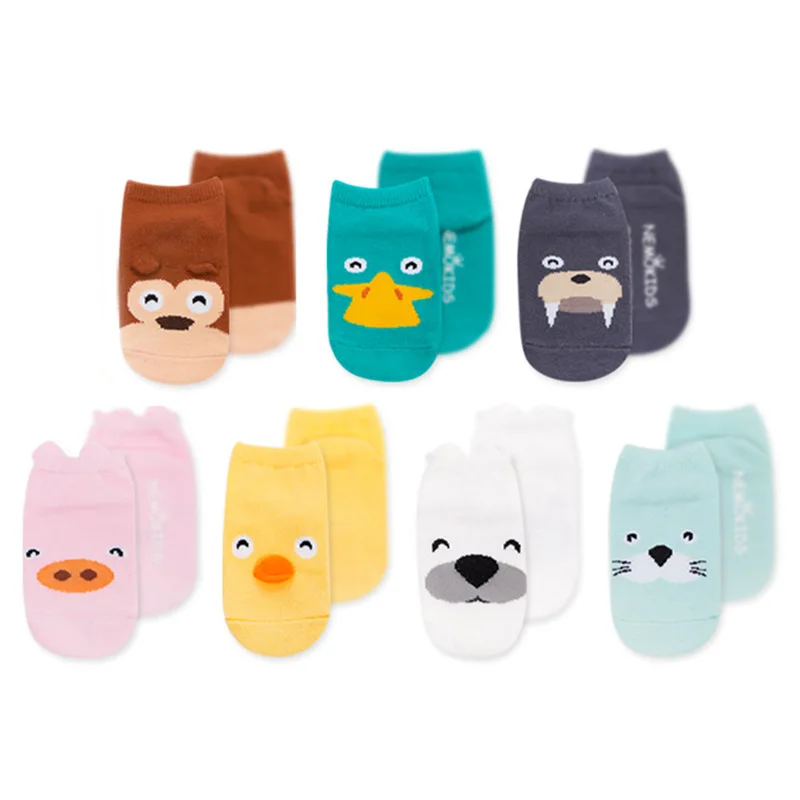 

5pairs/set Socks Baby Non-slip Spring & Summer Short Thin Cotton Newborn Ankle Sock with Cartoon Design Room Sock Wholesale