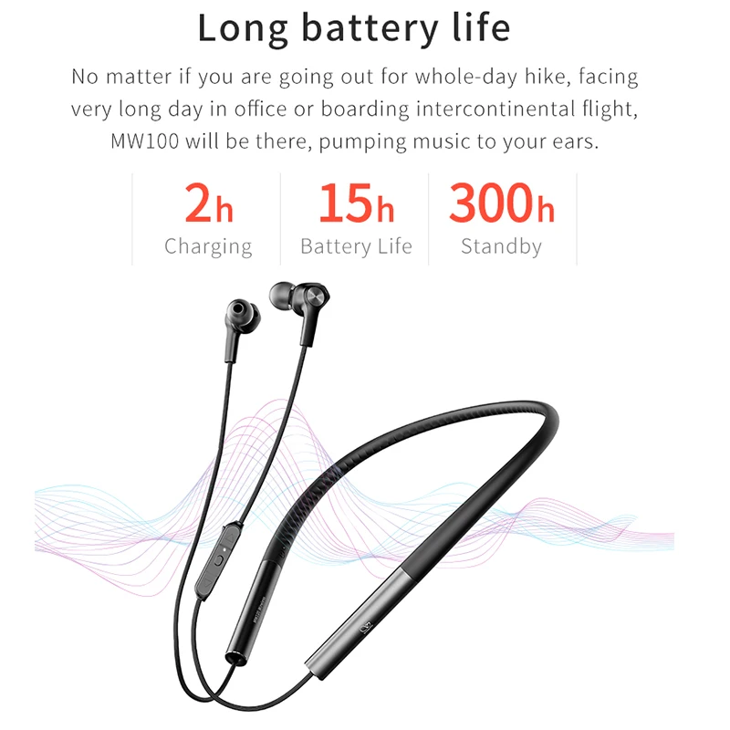 SHANLING MW100 Graphene Dynamic Driver Bluetooth Wireless In-ear Earphone Sport Earbuds Liquid Silicon Neckband Apt-X