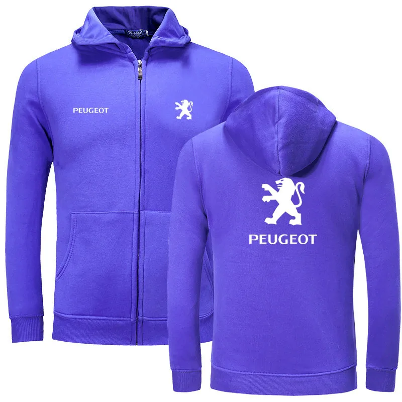 Новая простая мужская куртка с капюшоном на молнии peugeot, толстовка с капюшоном на молнии, мужская верхняя одежда - Цвет: Синий