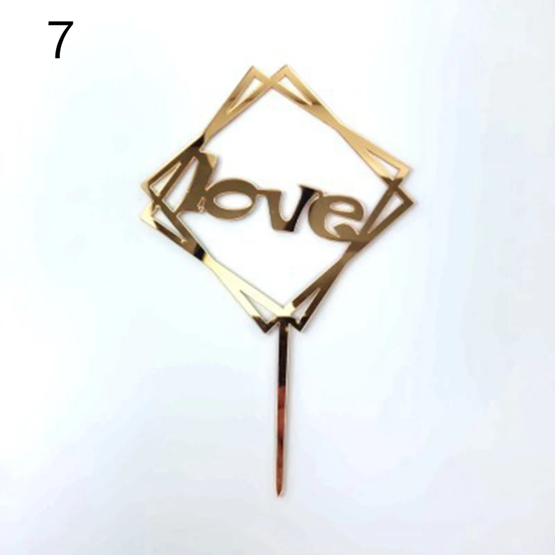 Love Happy Birthday Acrylic Cake Topper Flag Card Home Party Decoration Supplies J99Store