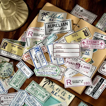 

Mohamm 60Pcs Retro Series Stickers Decoration Scrapbooking Paper Creative Stationary School Supplies