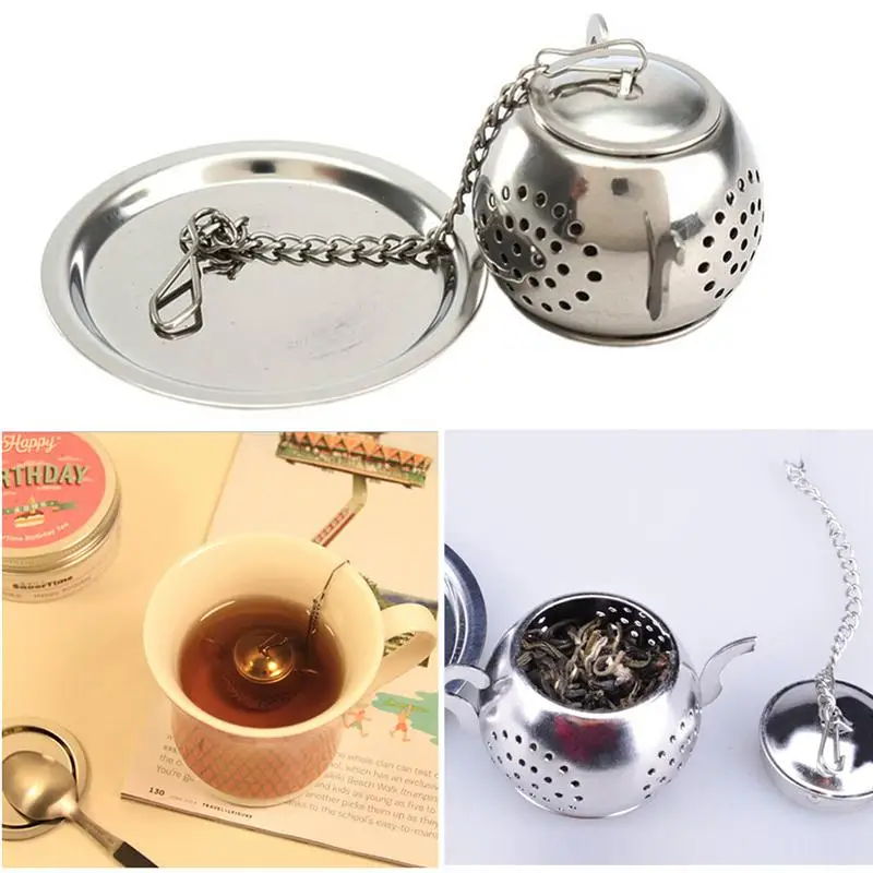 

Stainless Steel Tea Infuser Reusable Loose Leaf Mesh Tea Filter Tea Strainer with Lid and Extended Teaware Chain Hook For Home