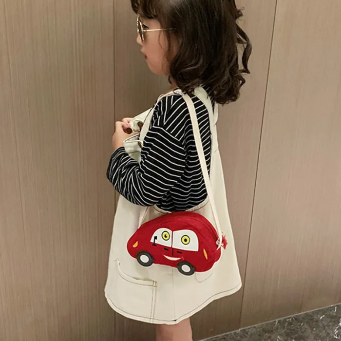 Kids Corduroy Single-Shoulder Bag Cute Mini Car Shape Messenger Handbag H66