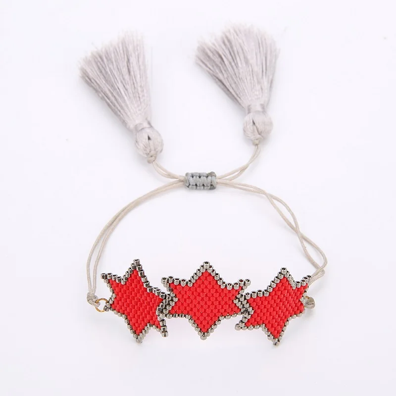SHINUSBOHO Золотой Miyuki с CZ бусинами браслет для женщин красные звезды Pulseras мужской браслет Мода mujer модный подарок - Окраска металла: MC-B0049A