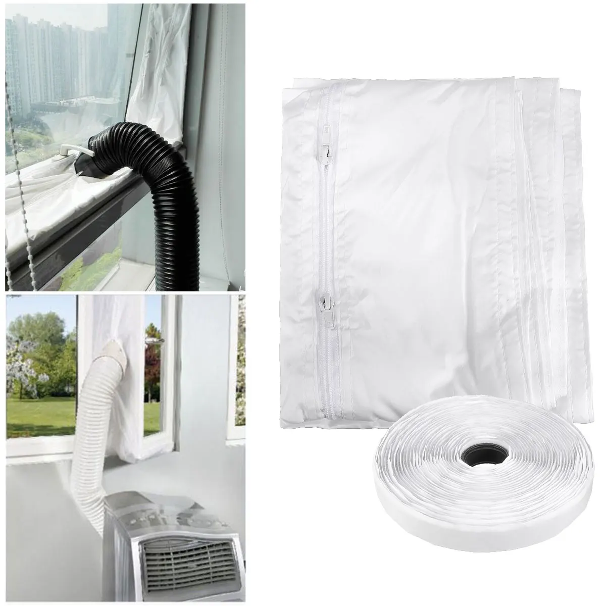 

White 4m Air Locking Window Seal Cloth with Adhesive Tape Flexible Waterproof Soft Board for Mobile Air Conditioners Parts