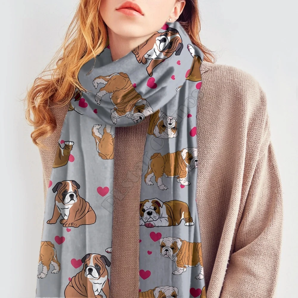 Bufanda con de Bulldog inglés, bufanda Cachemira de imitación, gruesa, cálida y divertida, chal para perro, otoño e invierno, de mujer| - AliExpress