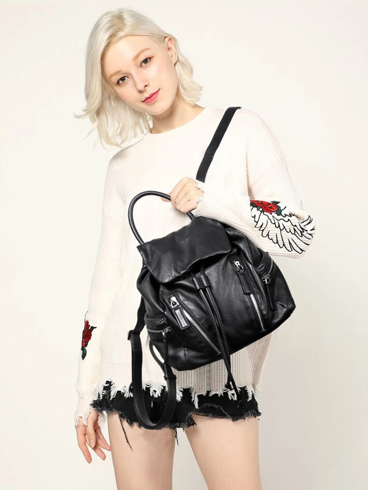 GIONAR женский рюкзак из натуральной коровьей кожи с верхним слоем, черный роскошный бренд, женская сумка bts, школьный рюкзак для девочек-подростков