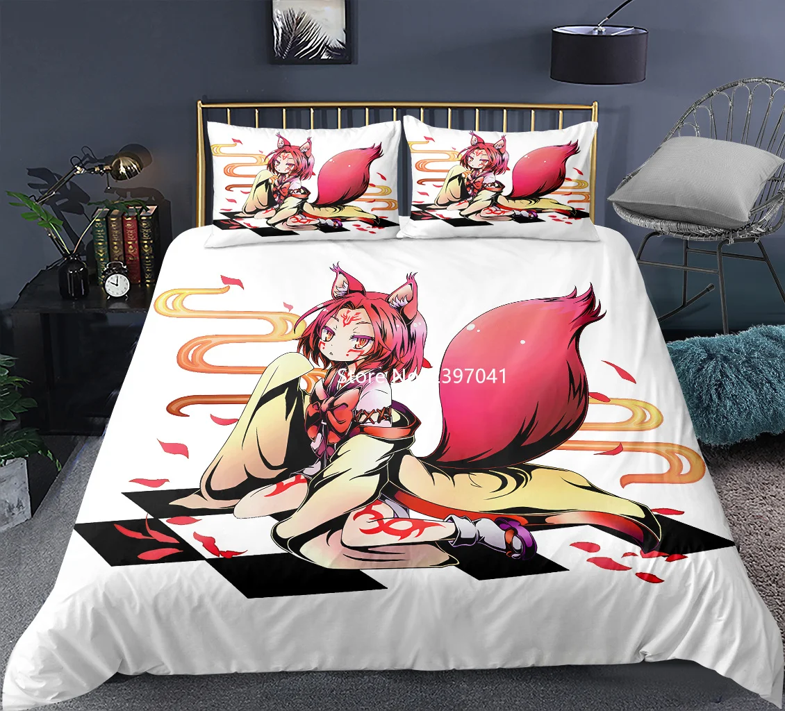 Cartoon Anime No Game No Life Home Bedding Set Otau Favorite Duvet and Pillowcase for Teenage Boys and Students Bedroom Decor