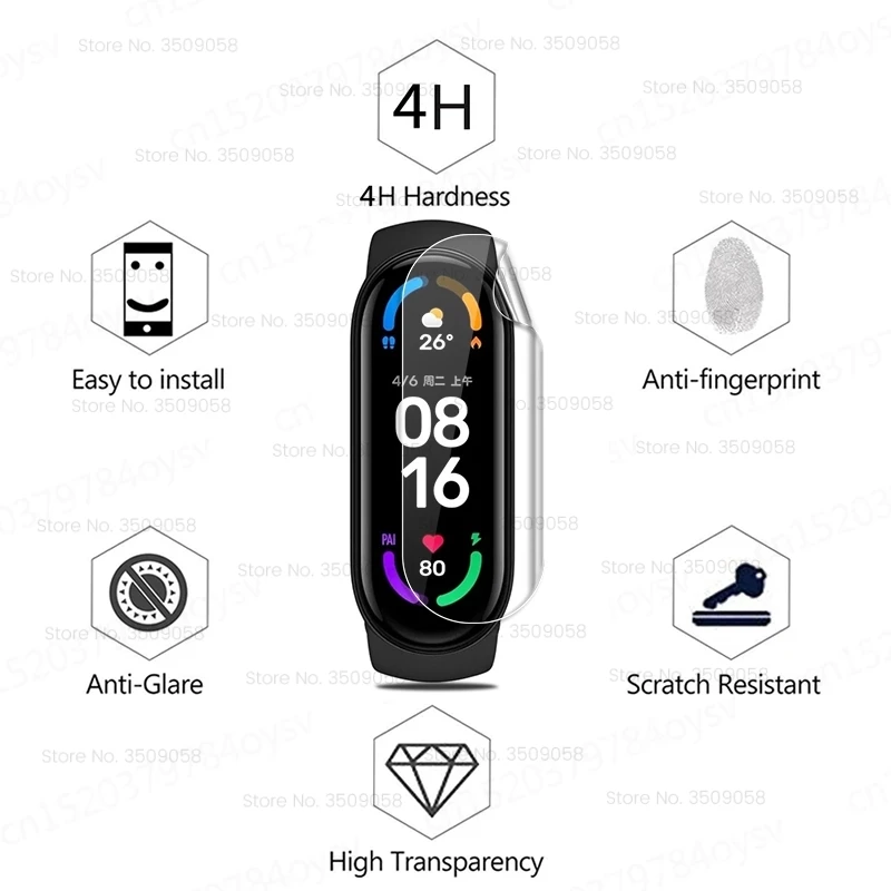 3-12PCS Hydrogel Film For Xiaomi Mi Band 6 5 Band6 MiBand6 9D Curved Protective Film On Xiomi MiBand 6 Smart Wristband Not Glass