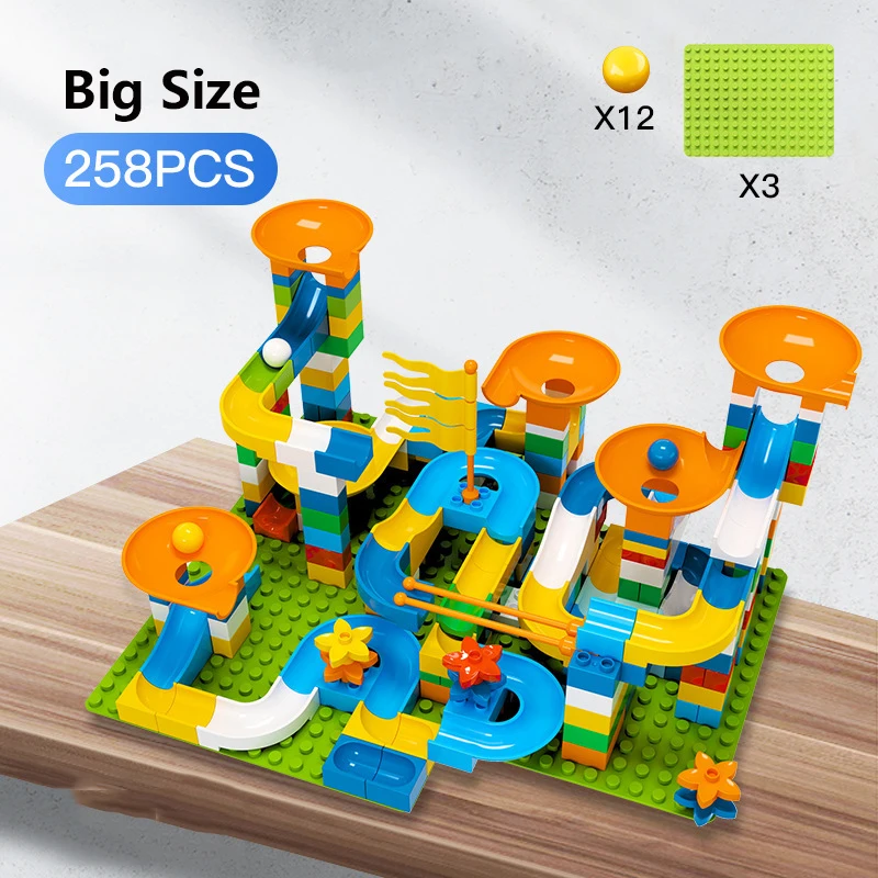 Marble Racing Run Blocks совместим с Duplo Воронка скользящая игрушка для детей DIY сборка