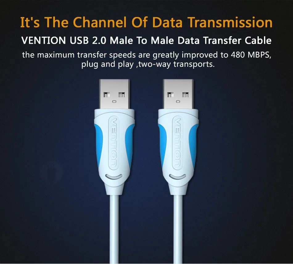 Vention USB-USB кабель Тип A папа-папа USB 2,0 кабель-удлинитель для радиатора жесткого диска Webcom USB2.0 кабель удлинитель