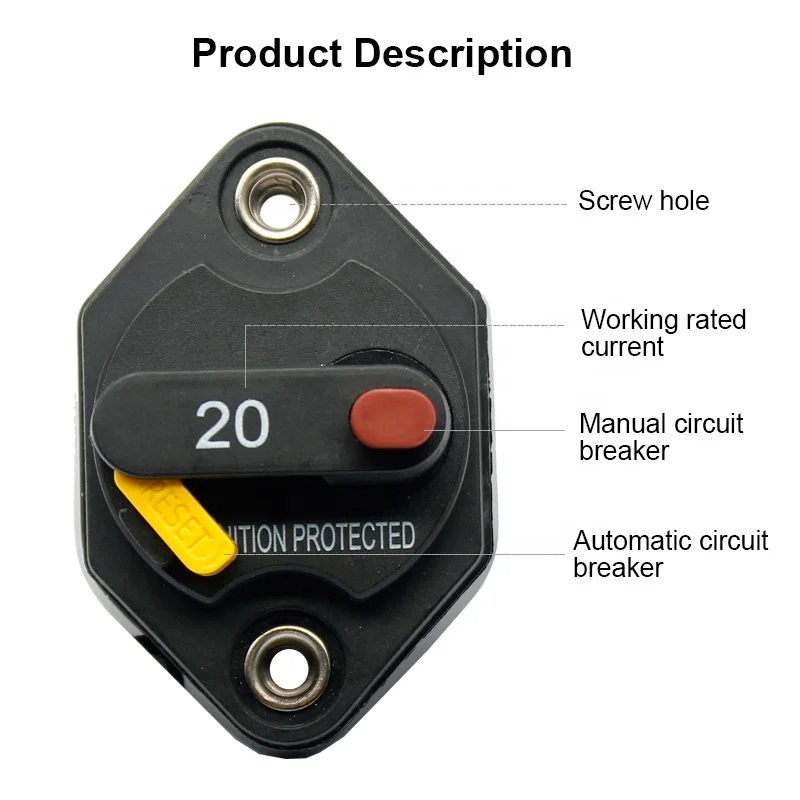 Wohhom Disjoncteur Hi-Amp 60 A 12 V-32 V DC étanche, Fusible 10-300 A Avec Bouton De Réinitialisation Manuelle Pour Voiture, Camion, Camping-car