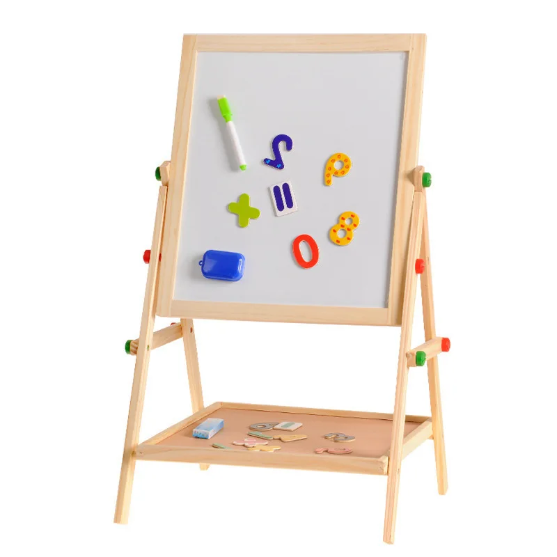  Wooden Drawing Blackboard Whiteboard Double Sided Adjustable Easel Painting Toy Early Education Lea