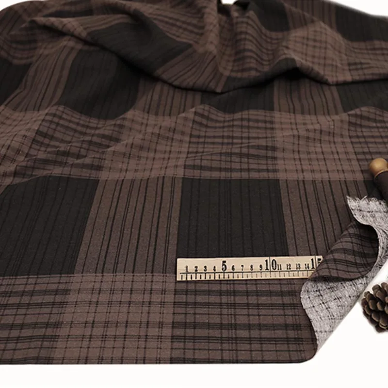 brown check Хлопок/лен этнический красный коричневый Фуксия Зеленый Оранжевый проверить геометрию абстрактная ткань для одежды платье домашний декор скатерть подушка - Цвет: brown check