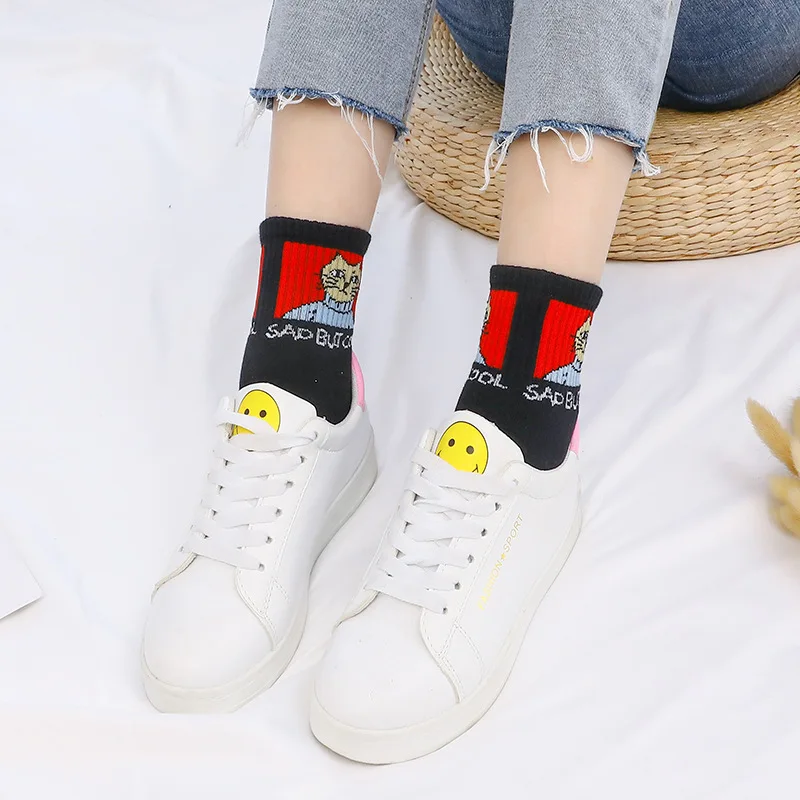 new fashion Harajuku women girls Hip Hop long socks cute Animal dinosaur socks for ladies funny japan cartoon socks