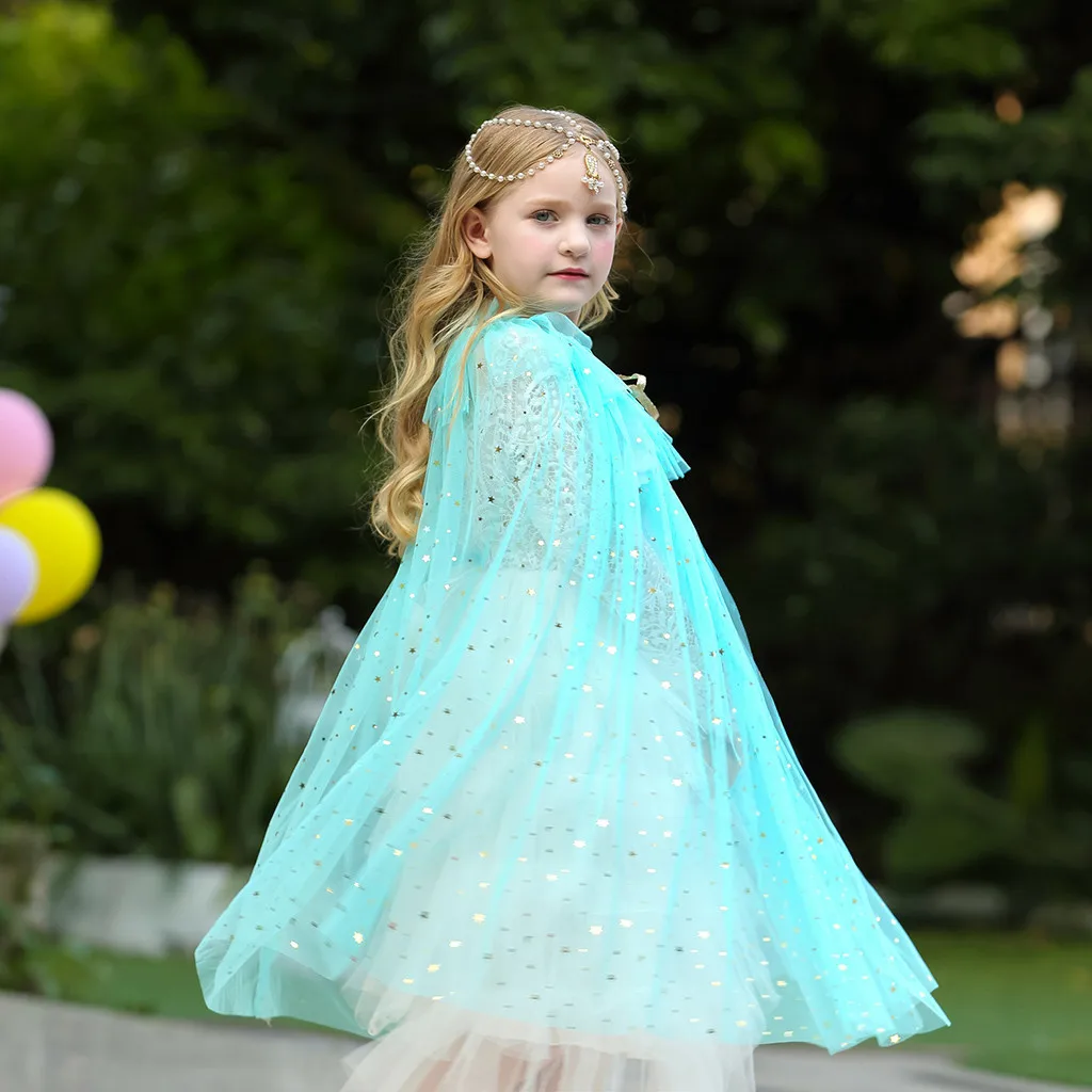 Anna Elsa Girls Tippet Princess Cloak Fancy Sequins Cape Belle Dress Up Kids Party Halloween Costumes For | Детская одежда и обувь