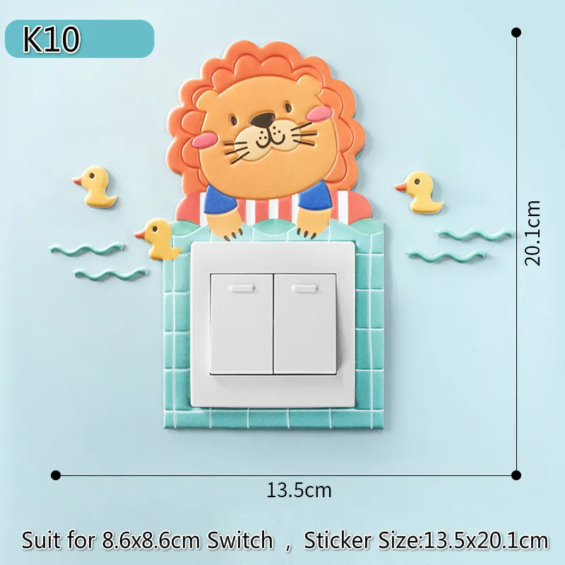 K10 13.5x20.1cm Светящийся светильник, прекрасный переключатель, настенный стикер, настенный, силиконовый, ВКЛ-ВЫКЛ, для 8,6x8,6 см, переключатель, животное, единорог, крышка, мультяшная комната - Цвет: K10 13.5x20.1cm